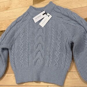 Dynamite Blue Cable Knit Mock Neck Sweater